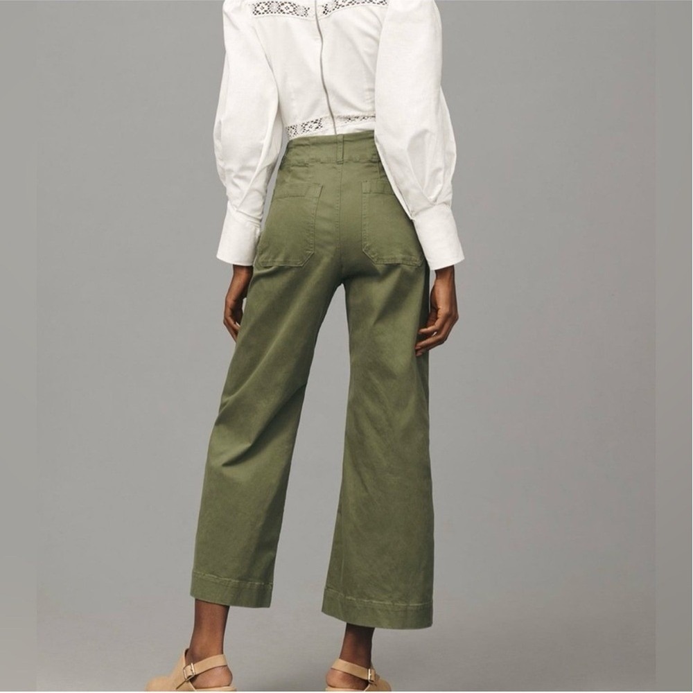 Anthropologie Maeve Pants Womens 26 The Colette Green Wide Leg Crop - Picture 10 of 10